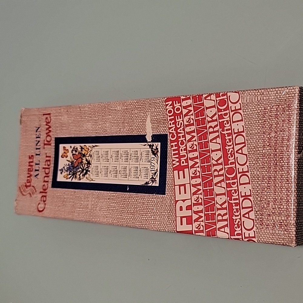 1979.  Steven's linen calendar towel.butterfly. vintage